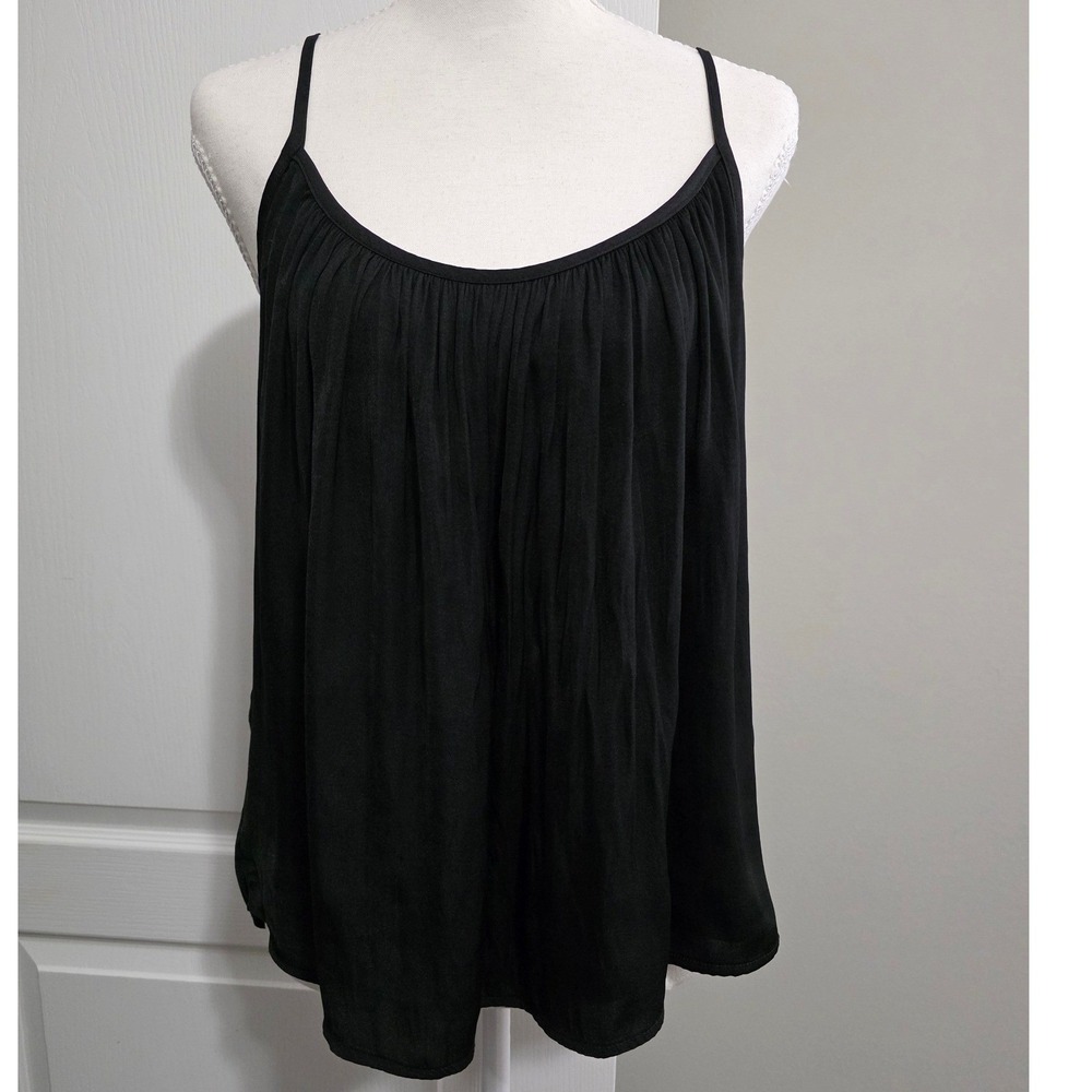 Allison Joy Top Women M Black Scoop Neck Cami Flowy Baselayer Capsule Academia